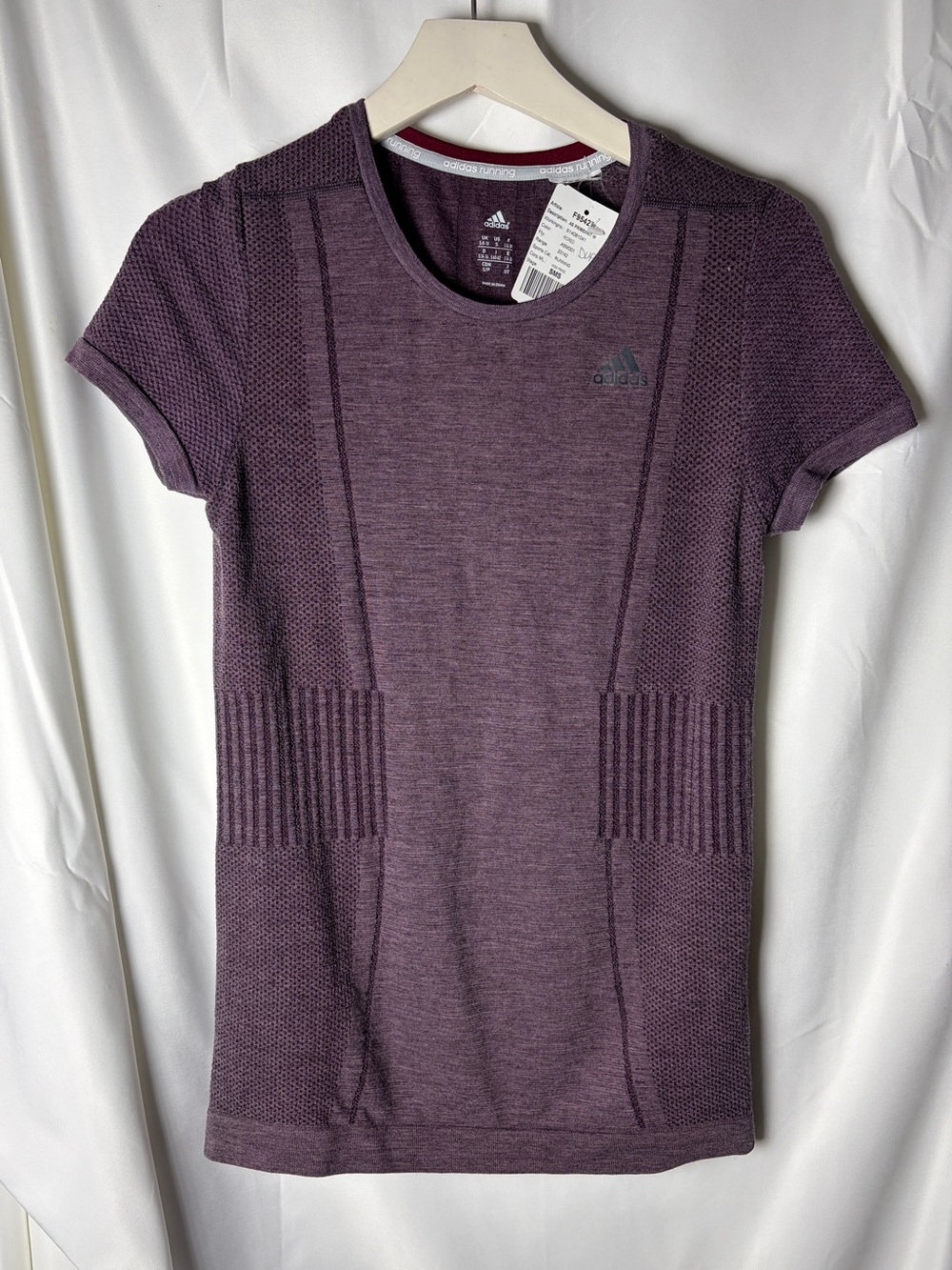 adidas Adistar Merino Wool Primeknit Seamless Running Tee Shirt in Purple;NEW SM